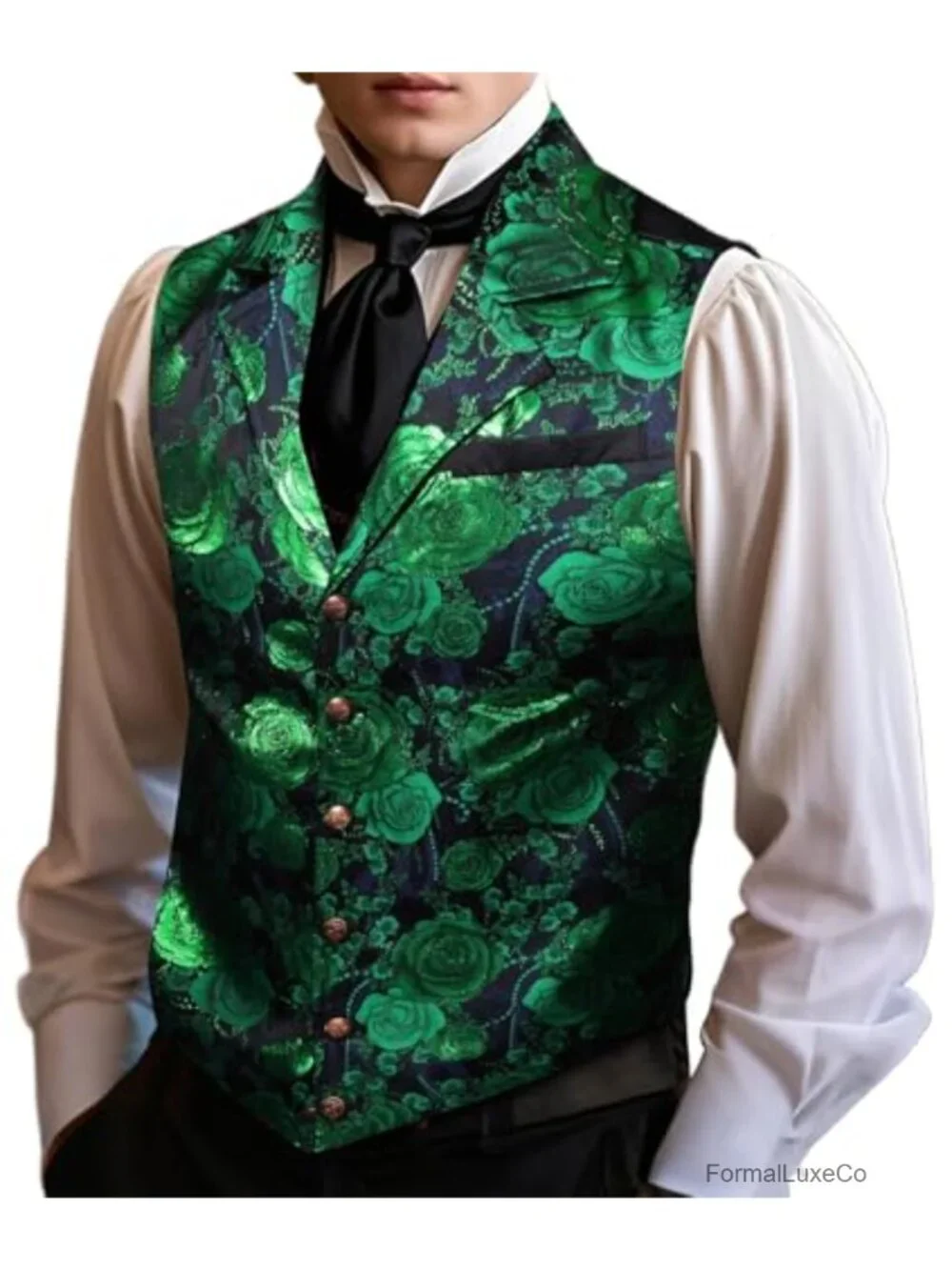 Mens Victorian Suit Vest Paisley Jacquard Steampunk Gothic Waistcoat Formal